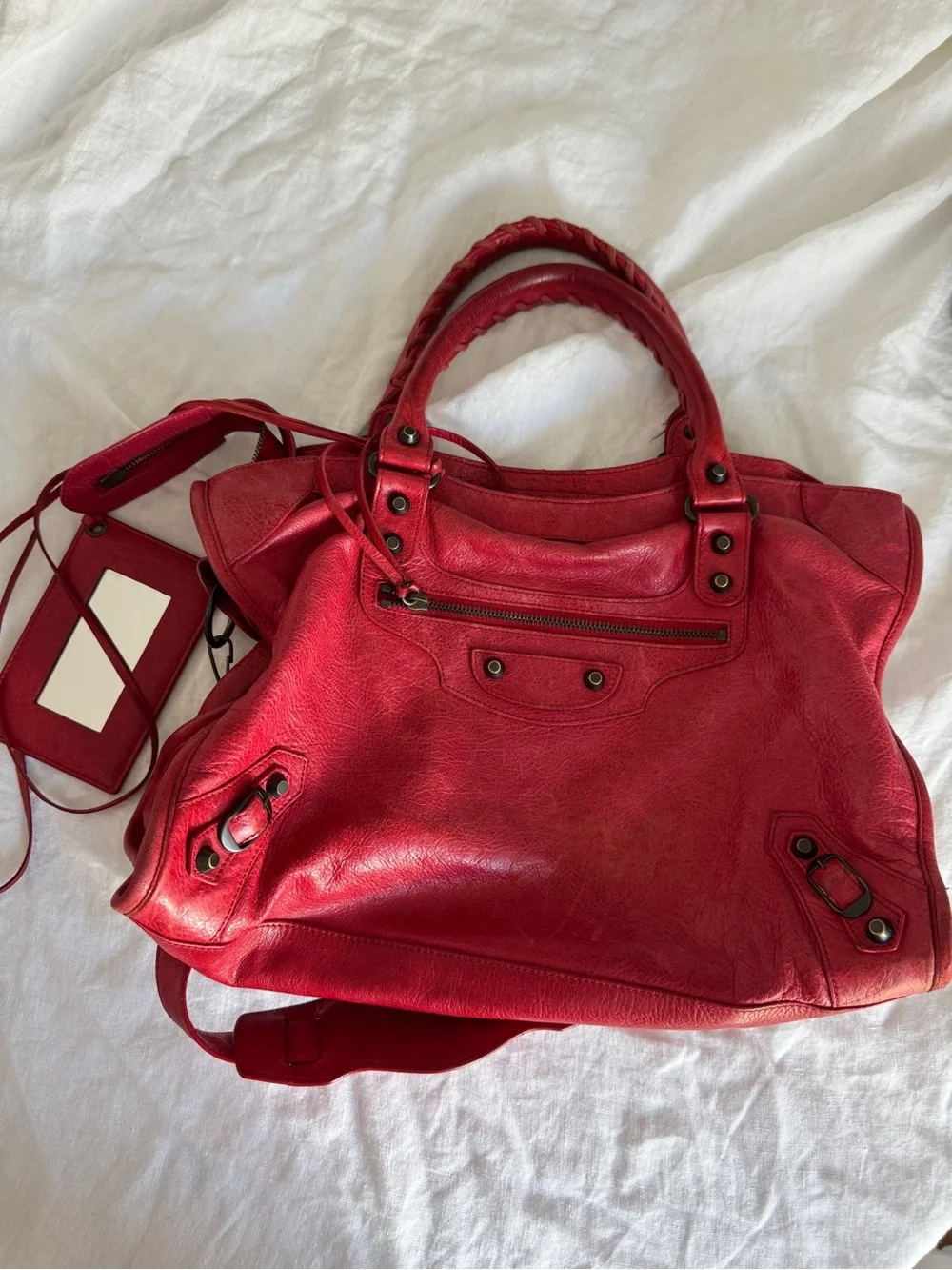 Vintage Red Balenciaga Lambskin Classic City Bag - Picture 5 of 13